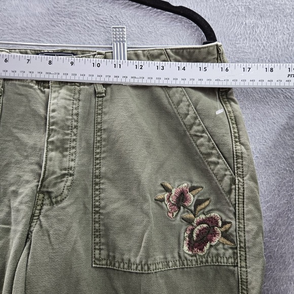 Abercrombie & Fitch Women Pants 30 10R Green Floral AMES LOW RISE Slim Boyfriend - Picture 12 of 13